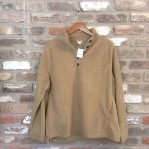 J. CREW Men’s Camel Tan Button Neck Pullover Fleece Jacket L NEW
